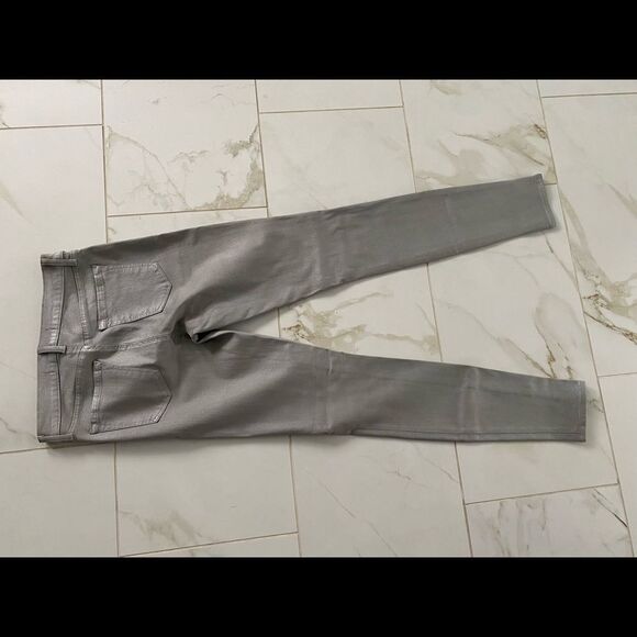 Sz 26 J Brand for Neiman Marcus silver metallic super skinny jeans - Picture 5 of 11